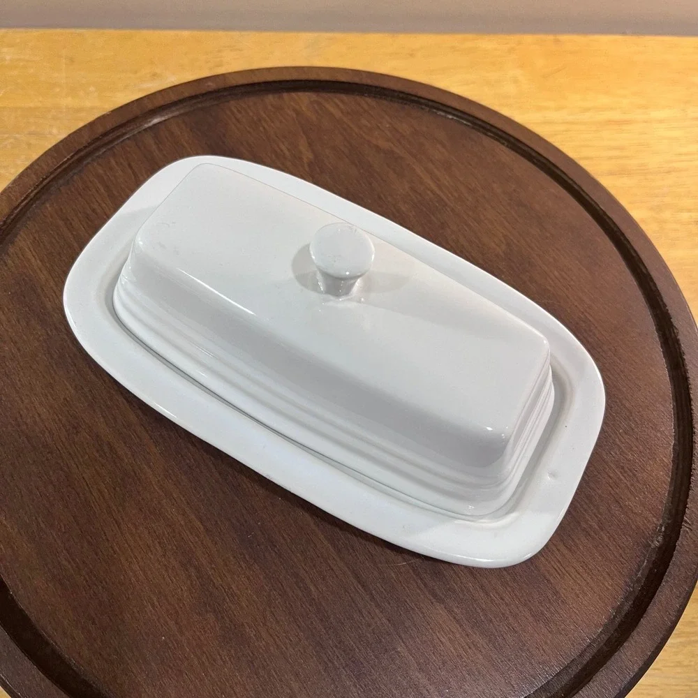 Vtg Fiesta White Small Butter Dish Homer Laughlin HLC Ceramic Art Deco